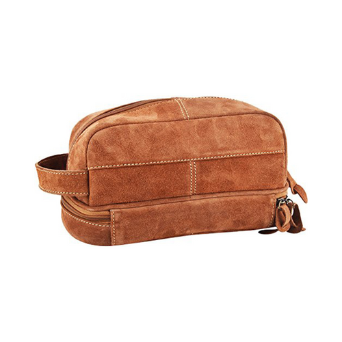 Jasper Suede Dopp Kit Brown