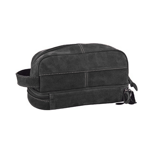 Jasper Suede Dopp Kit Black